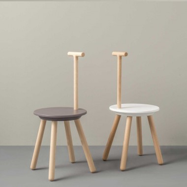 wood stool with backrest