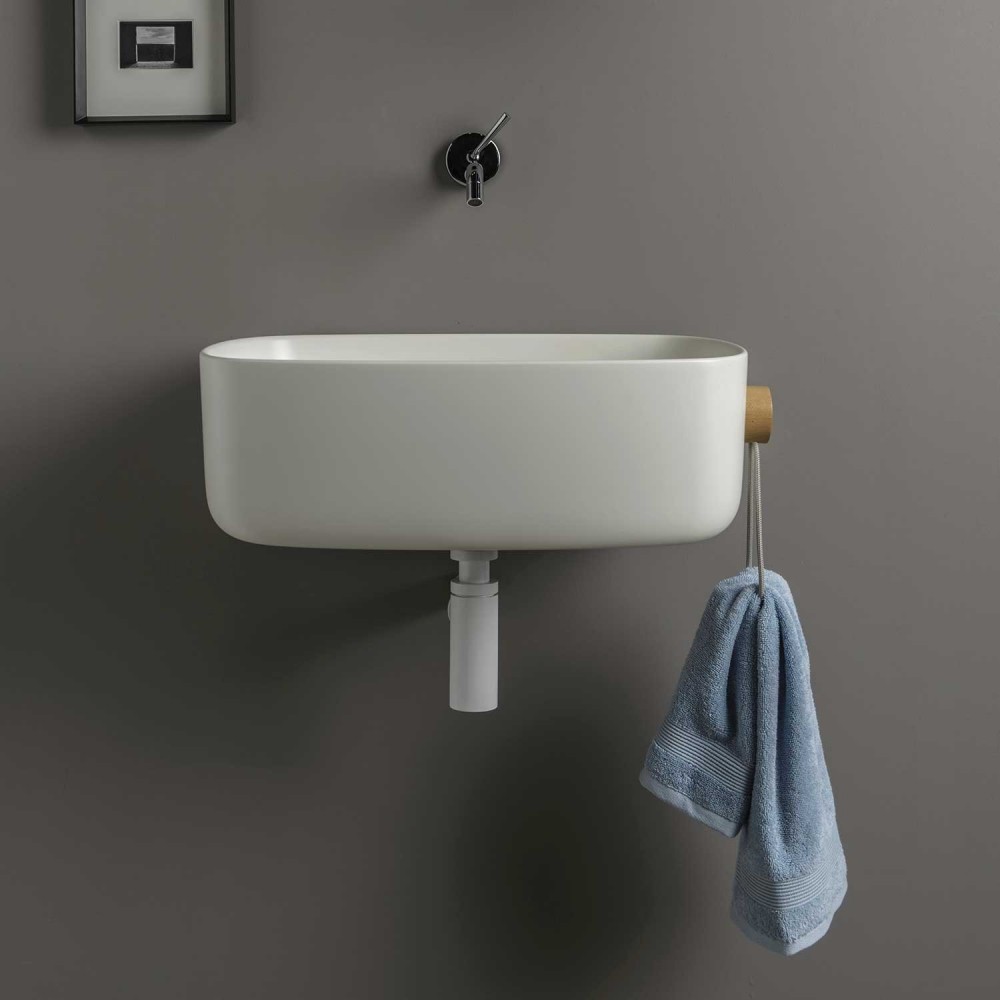 Washbasin In Polyurethane With Laterl Towel Holder Bounce